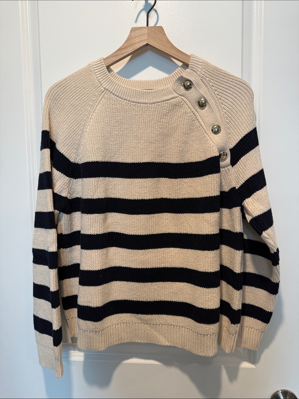 Sezane Gary Jumper Natural / Navy Size XXL